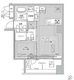 イニシア築地レジデンス【7階】の間取り