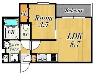 ジーメゾン姫島アウラ【1階】の間取り
