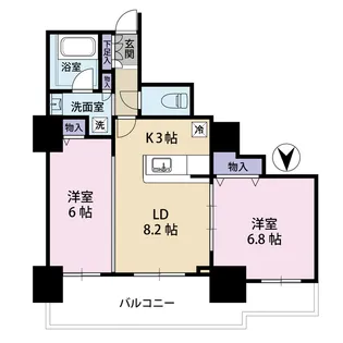 カスタリアタワー長堀橋【3階】の間取り