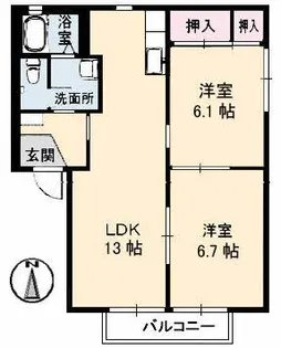 カーサ 虹ケ丘【2階】の間取り