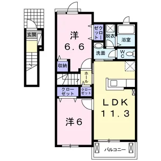 プリムローズ二色2【2階】の間取り
