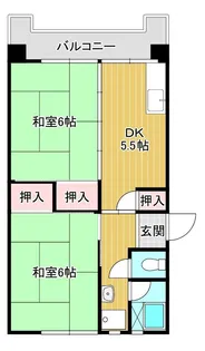 鴨池二丁目団地2号棟【4階】の間取り