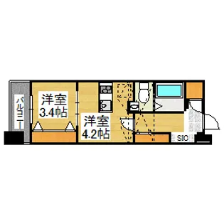TOWERS AVANTGARDE博多No.62【13階】の間取り