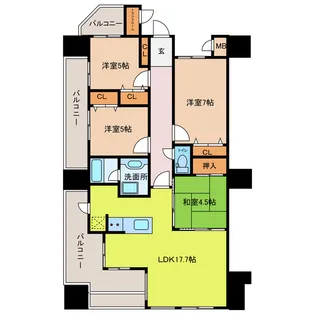 エイルマンション城内の杜【15階】の間取り