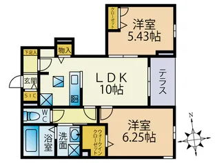 ヒルズ・アベリア【1階】の間取り