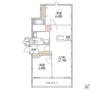 レジデンスヒューゲル鶴ヶ丘II【2階】の間取り