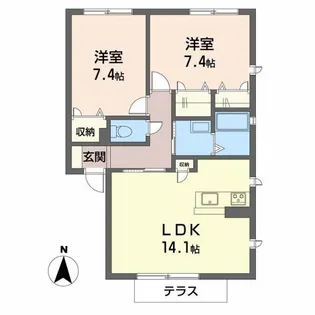 シャーメゾン東花園B【2階】の間取り