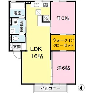 ガーデンコート車 A棟【2階】の間取り