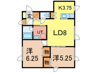 2LDKの間取り画像