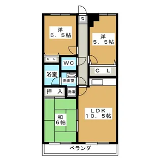 ルーヴル元志賀【4階】の間取り