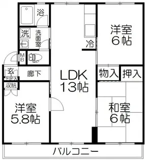 第2西形マンション【2階】の間取り