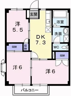 パールハイツ西【1階】の間取り