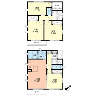 神奈川県横浜市都筑区大棚町【一戸建】の間取り