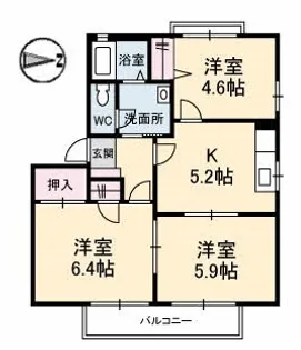 シャーメゾン新垢田【1階】の間取り