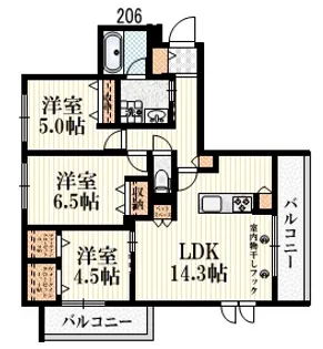 ザ・カリフォルニアレジデンス【2階】の間取り