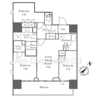 HARUMI FLAG PORT VILLAGE【13階】の間取り