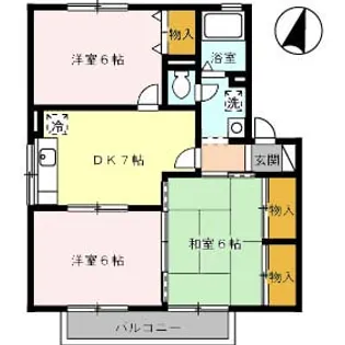 サン・フラッツII棟II【2階】の間取り