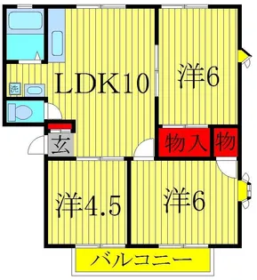 サンハイツ大津ヶ丘1号棟【1階】の間取り