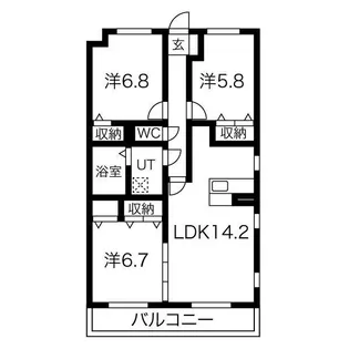 八幡山公園ザ・レジデンスB【4階】の間取り