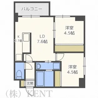 プライマル札幌琴似(旧サムティレジデンス琴似駅前)【5階】の間取り