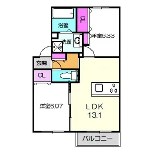 プルミエジュール上野芝【1階】の間取り
