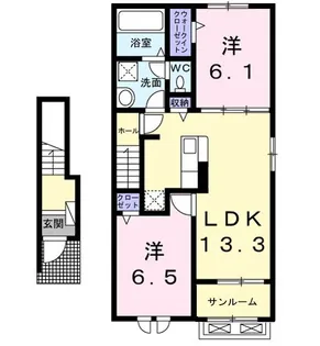 K’sヴィレッジ旭A【2階】の間取り