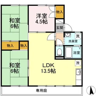雨あがりの虹 B棟【1階】の間取り