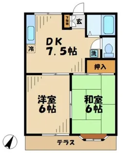 シェラトン南大沢【1階】の間取り