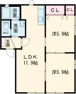 ハッピーコートA【1階】の間取り