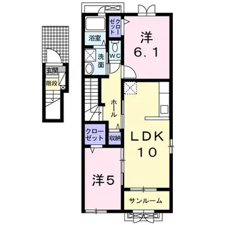 リュミエール・デュ・ソレイユA【2階】の間取り