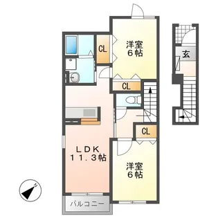 ラフレシールB【2階】の間取り