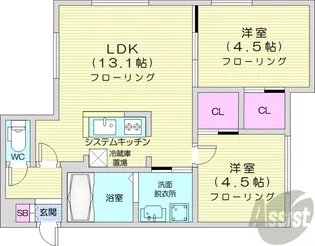 スペチアーレ山鼻【3階】の間取り