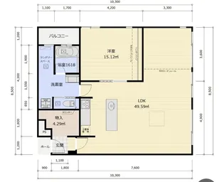 1LDKの間取り画像