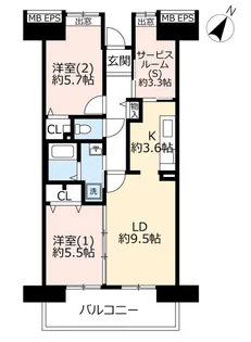 URリバピア川口青木【5階】の間取り