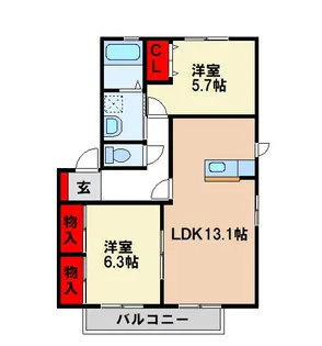 アネックス都府楼【2階】の間取り