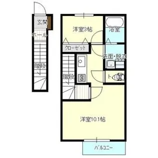 シャンブル・クレールA棟【2階】の間取り