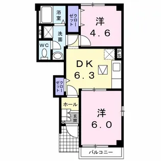 エレガンテ・パルコI【1階】の間取り