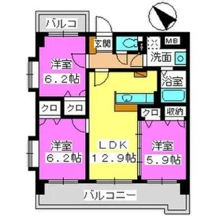 サン・ビオ空港通り【3階】の間取り