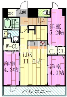 LUXENA+PAWS南行徳【6階】の間取り