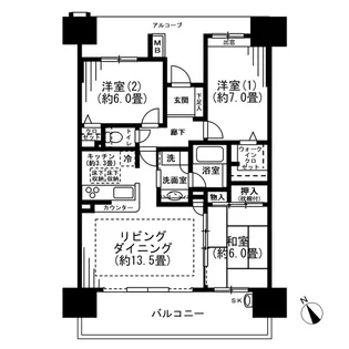 デュオヒルズ船橋【6階】の間取り