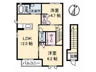 シャーメゾンJUNO D棟【2階】の間取り