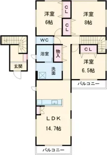 平松本町メゾネットVI【2階】の間取り