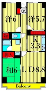 マンション篠崎【8階】の間取り