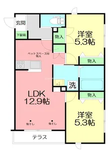シャンテ くげぬま【1階】の間取り
