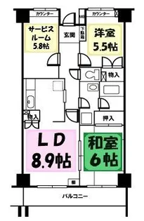グランデージ3武里【5階】の間取り