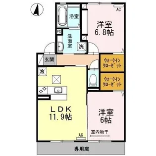 ハルブラッサム富の原 B棟【2階】の間取り
