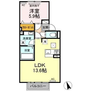 ラ・ティエドール中津【1階】の間取り