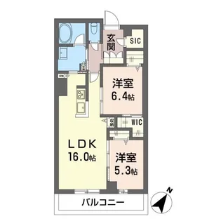 シモン イースト ミソノ【3階】の間取り
