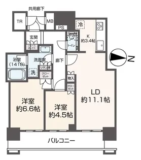 ブランズタワー梅田 North【7階】の間取り