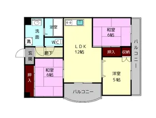 インペリアル東生駒【4階】の間取り